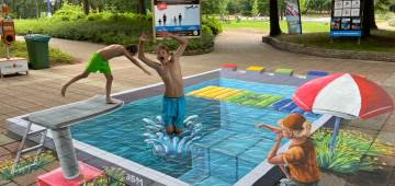 Boschbad vraagt met 3D-streetart aandacht voor zwemveiligheid